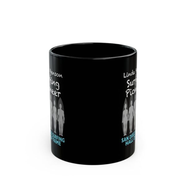 Black Mug Linda Benson San Diego Surfing Hall of Fame - Surfing Pioneer Design - Image 2