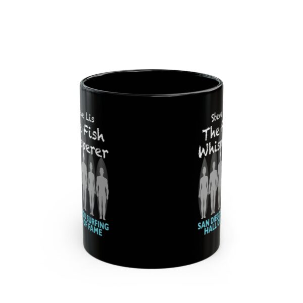 Black Mug Steve Lis San Diego Surfing Hall of Fame - Fish Whisperer Design - Image 2